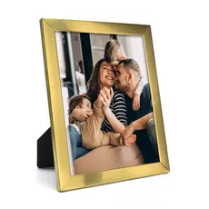Porta Retrato 20x25 Moldura Em Metal Dourado Com Vidro - Quadro Para Fotos
