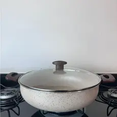FRIGIDEIRA PANELA WOK GRANDE CAÇAROLA ANTIADERENTE COM ALÇAS + TAMPA.