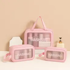 Kit 3 Necessaires impermeável Portátil Para Produtos De Higiene Pessoal MC04