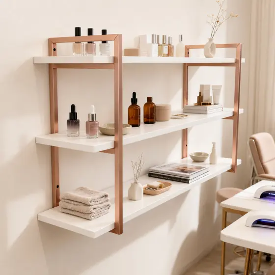 Prateleira Industrial Suspensa Organizador 3 Níveis Rose Gold MDF 90cm