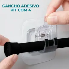 Kit Ganchos Adesivos Suporte Varão Cortina Suspensão Versátil