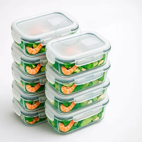 Kit 5/10 Potes Hermético 1040ml Vidro 4 Travas Marmita Armazenamento De Alimentos Cozinha