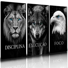 Quadro Decorativo Disciplina Foco Execução Azul Black Escritório Sala Quarto 120x60