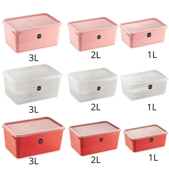 Kit 3 Potes Porta Mantimentos Retangular Multiuso Plástico - UZ Promoção Shopee