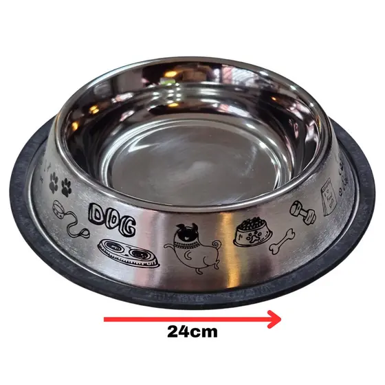 Comedouro The Pets Inox Anti Derrapante para Cães 24cm