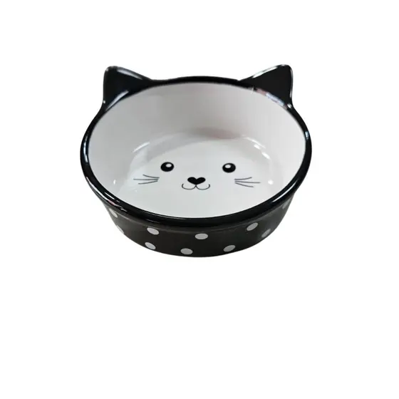 Comedouro Cães Porcelana Face Cat Preto Peq. 200 Ml
