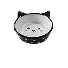 Comedouro Cães Porcelana Face Cat Preto Peq. 200 Ml