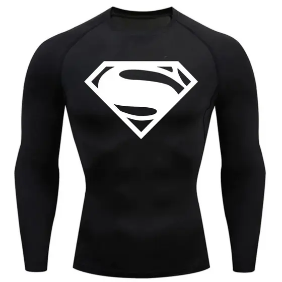 Camisa Compressão Proteção Uv 50+ Estampada Tecido Gelado Segunda Pele Manga Longa Super Man Super Homem Rash Guard