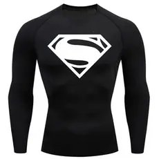 Camisa Compressão Proteção Uv 50+ Estampada Tecido Gelado Segunda Pele Manga Longa Super Man Super Homem Rash Guard