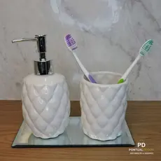 Kit Banheiro Saboneteira E Porta Escova Branco