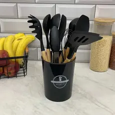 Kit Utensílios de Silicone com Cabo em Madeira c/12 Peças