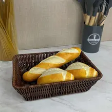 Cesta Retangular Trançada Marrom 27x20cm em Plástico Livon