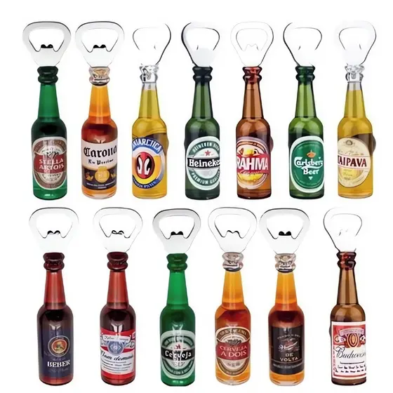 10 Abridor De Latas e Garrafas Imã Geladeira Formato Cerveja - HEINEKEN/CORONA