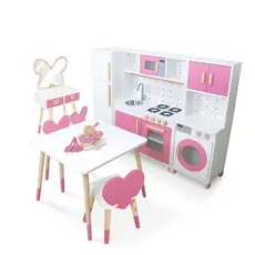Combo Brinquedoteca Penteadeira Pequeno Madeira Infantil Faz de Conta Beleza Quarto Pedagógico Lúdico Kit Livro