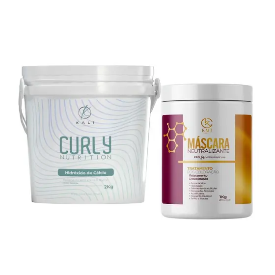 Kit Guanidina Hidróxido de Cálcio Relaxamento de Cachos 2Kg + Neutralizante 1Kg