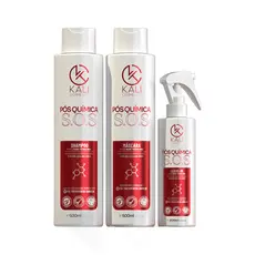 Kit Pós Química Shampoo 500ml Máscara 500g Leave-in 200ml Kali Cosmetics