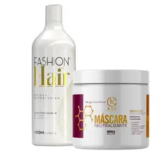 Kit Escova Progressiva Fashion Hair Linha Gold 500ml + Máscara Neutralizante 500g