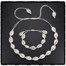 Colares e Pulseiras de Conchas para Mulheres - Gargantilha e Pulseiras de Trança Feitas à Mão com Charme Natural do Mar - Presentes de Amizade para Meninas