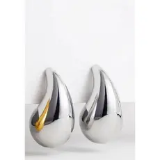 brincos de aço inoxidável decorados com gotas de ouro, brincos de anel grosso, jóias de moda