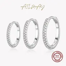 6pc brincos de prata esterlina brincos simples de argola zircônia esterlina antialérgica joias finas