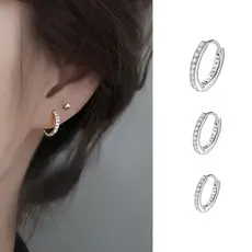 Brincos de aço inoxidável 316L, clipes de orelha, brincos de zircônia, piercing corporal feminino, joia, piercing de nar