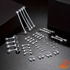 Kit com 30 Peças de Piercings Retentores Industriais em Plástico: Versatilidade para Diversos Estilos de Piercing
