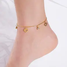 Feito de aço inoxidável, estilo boêmio, design de camada de tornozelo, adequado para mulheres