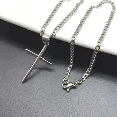 Kit Corrente de Prata com Pingente de Cruz Ouro – Colar e Pulseira Masculino/Feminino