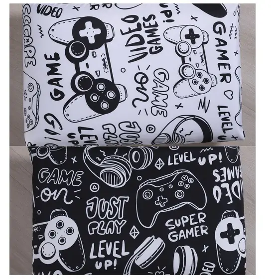 Par de Fronhas Para Travesseiro Kit Com 02 Unidades Careca sem Zíper 65cm x 45cm Game Preto e Branco