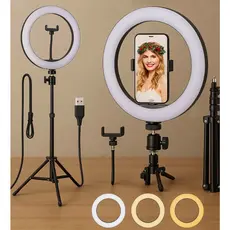 Ring Light Iluminador 10 Polegadas com Tripé Profissional 2.10M