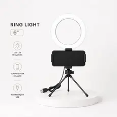 Ring Light Led Mesa Iluminador Pequena Tripé 6 Polegada 16cm Premium Youtuber