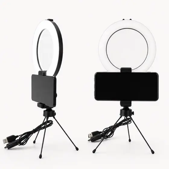 Ring Light Led Mesa Iluminador Pequena Tripé 6 Polegada 16cm Premium