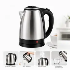 Chaleira Elétrica 2L Inox Acabamento Refinado Automática Aquecimento Rápido