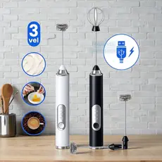 Mixer Batedor Misturador Elétrico para Bebidas Leite Café Suco Vitamina Fitness Clara de Ovo 2 em 1