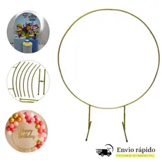 Suporte Arco Redondo Decoração Festa Tecido Cenários Bexiga Dourado