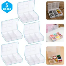 Kit Caixa Organizadora 7 Divisórias Plástica Resistente para Miçangas, Costura, Linhas e  pesca