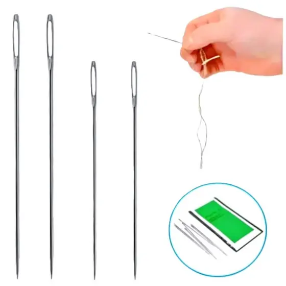 Agulha de mão Darning NYBC – Aço Niquelado - Tamanhos do N° 4 ao 12 Costura Bordado e Artesanato