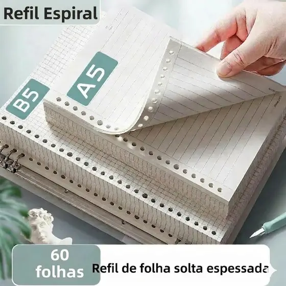 Refil 60 Folhas para Caderno Espiral e Fichário A5/B5/A4
