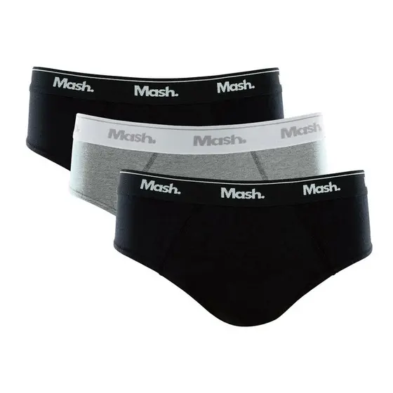 Kit 3 Peças Cueca Mash Slip Cotton Algodão Elástico