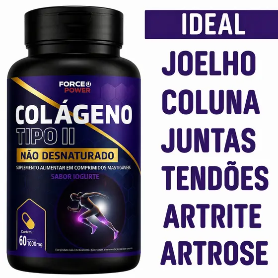 COLÁGENO TIPO 2 ORIGINAL PURO Não Desnaturado 60 Cápsulas - POTE PARA 30 DIAS USO