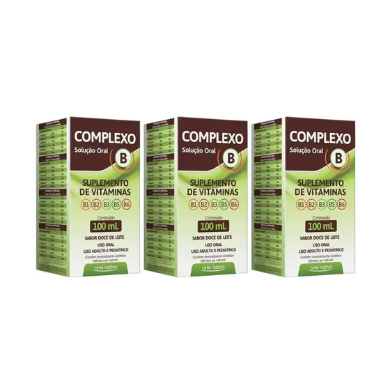 Kit C/3 Vitaminas Complexo B Solução 100ml – Força Imunidade e Disposição