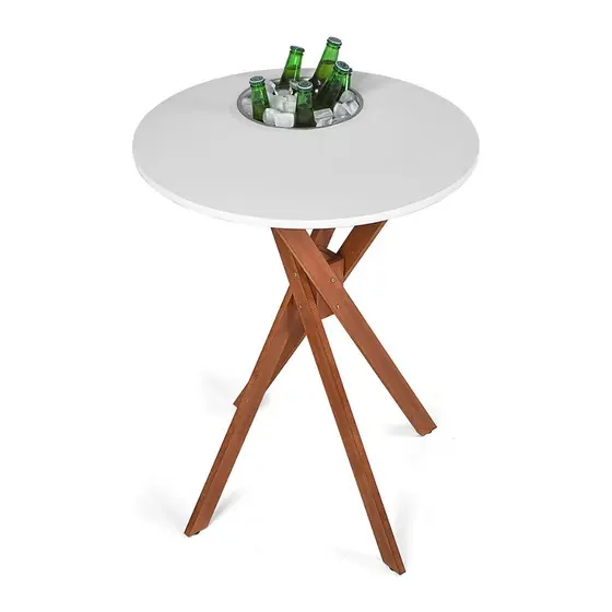 Mesa Com Balde de Gelo Para Bebidas Bistrô Cor Branco 60cm
