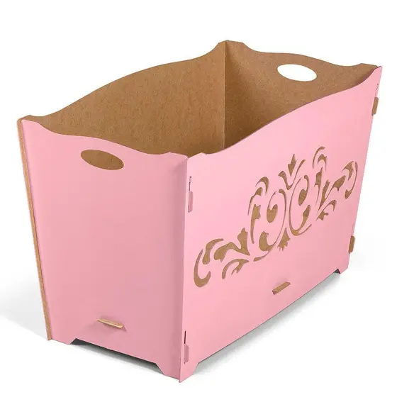 Caixa Porta Presentes Em Mdf Cru e Rosa Bebe Para Decoração Festas Chá de Bebe Aniversário