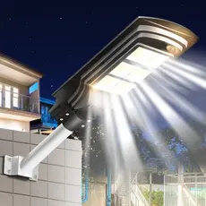 150W Refletor Luminária Pública Poste Energia Solar com sensor e controle Luminária Refletor Solar de Parede com Luz Solar Led Com Controle Remoto PIR Sensor De Movimento Luz De Rua