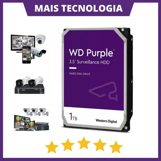 HD 1TB Purple Roxo WD Intelbras PC/DVR/Segurança eletrônica - Garantia e NF *Pronta Entrega*