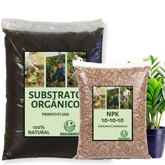 Substrato Indicado Para Zamioculca de Alta Drenagem + Adubo NPK 10-10-10 Replantio Vasos Plantas