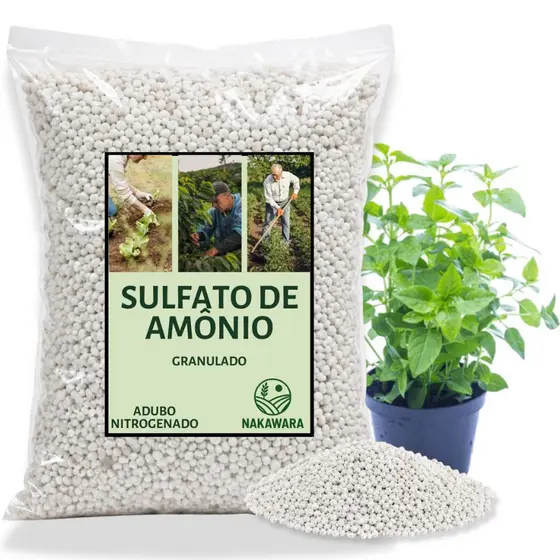 Adubo Fertilizante Sulfato de Amônio p/ Crescimento, Plantas Com Folhas Amarelas Fracas E Sem Vigor