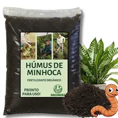 Húmus de Minhoca 10kg Adubo Orgânico Natural NPK Para Plantas Horta Jardim Vaso Flores Frutíferas