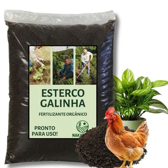 Esterco de Galinha Aves Adubo Orgânico Natural Fertilizante Plantas Horta Solo Rico Nutrientes
