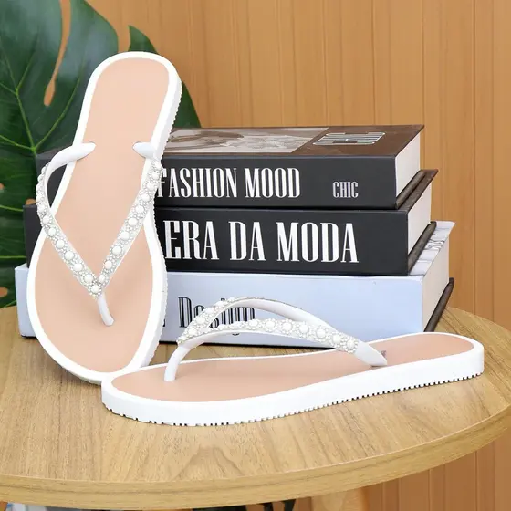 Sand谩lia Feminina Chinela Papete Birken Strass Rasteirinha Feminina Conforto